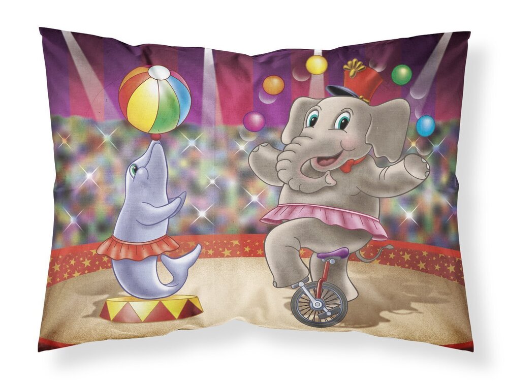 6061 APH3816PILLOWCASE Circus Elephand and Dolphin Fabric Standard